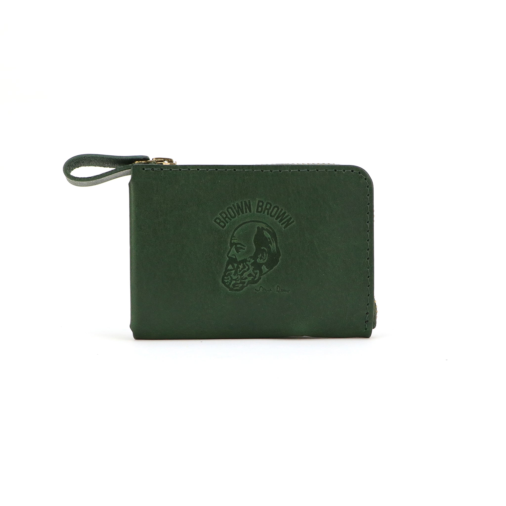 深緑 レザー ミニ財布 BrownBrown Wallet -Hand dye- – BrownBrown