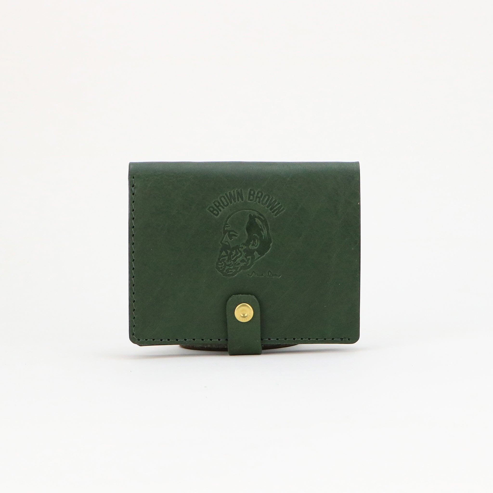 深緑 レザー ミニ財布 BrownBrown Compact wallet -Matte- – BrownBrown